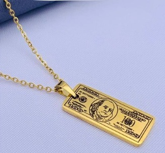 Cadena Duo Dije Dollar Dorado